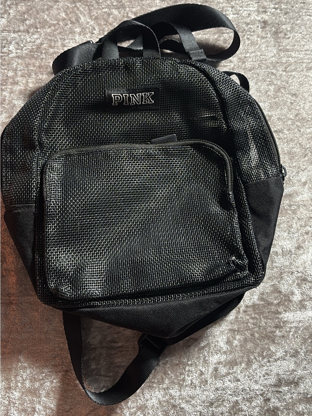 PINK Victoria's Secret Black Mesh Mini Backpack